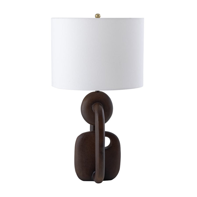 Atlas Lighting Colden 25in 1-Light Table Lamp | Modern Bronze Metal and White Fabric Shade | Living Room & Bedroom | Model PL11044-BZ
