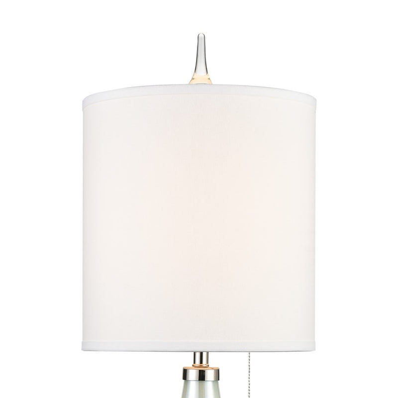 Atlas Lighting Confection 41in 1-Light Table Lamp | Transitional Seafoam Blue Glass and White Fabric Shade | Living Room & Bedroom | Model PL11046-BL