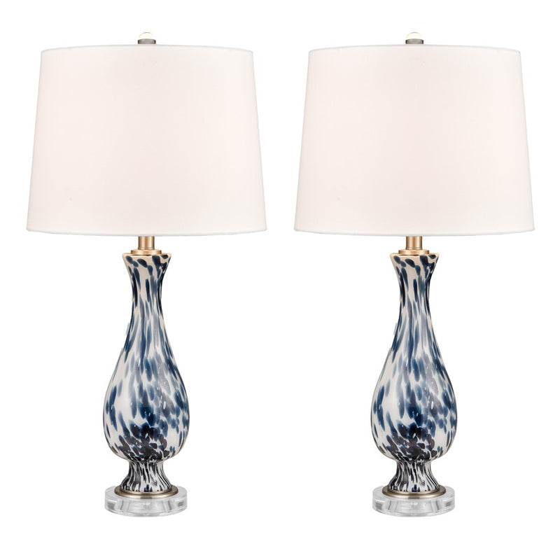 Atlas Cordelia Sound 30''H 1Lt Table Lamp Set of 2, Blue/WH