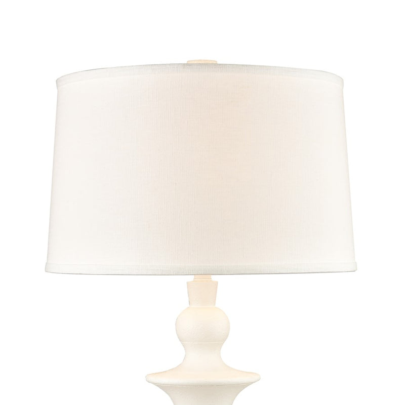 Atlas Lighting Depiction 32in 1-Light Table Lamp | Matte White Composite and White Linen | Bedroom & Living Room | 18 x 18 x 32 in | Model PL11050-WH