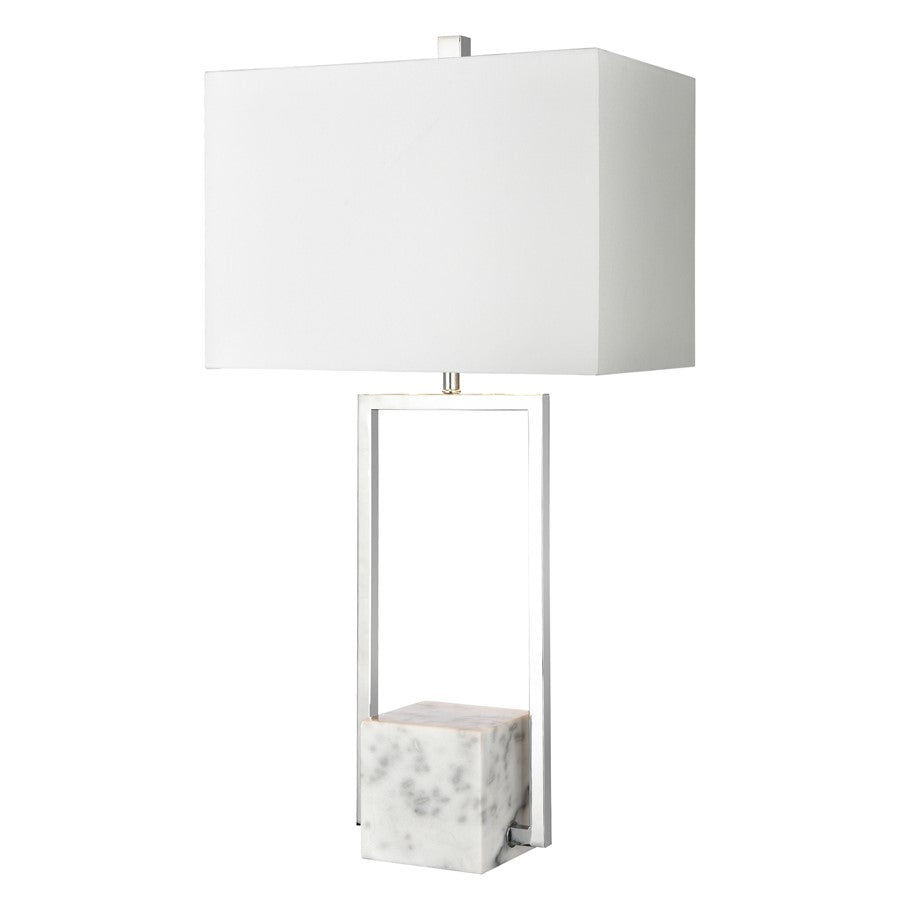 Atlas Lighting Dunstan Mews 31'' High 1Lt Table Lamp, Chrome/White