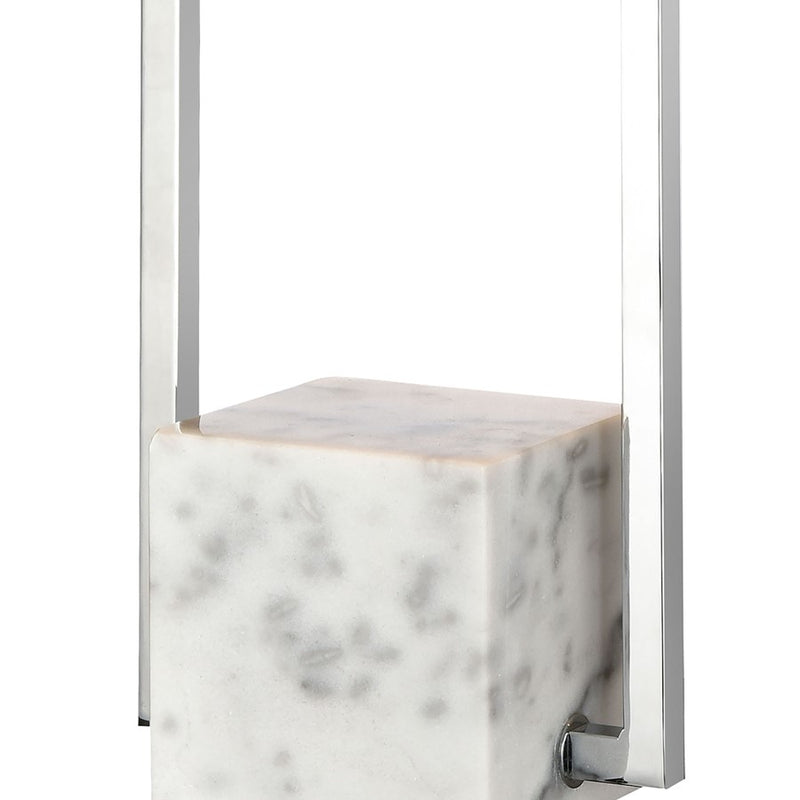 Atlas Lighting Dunstan Mews 31in 1-Light Table Lamp | Chrome Metal and White Linen | Living Room & Bedroom | 16 x 10 x 31 in | Model PL11052-CH