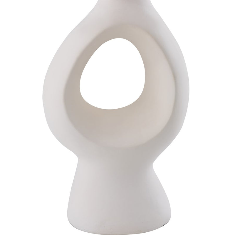 Atlas Lighting Fenimore 27in 1-Light Table Lamp | White Earthenware and White Linen | Living Room & Bedroom | 16 x 10 x 27 in | Model PL11055-WH