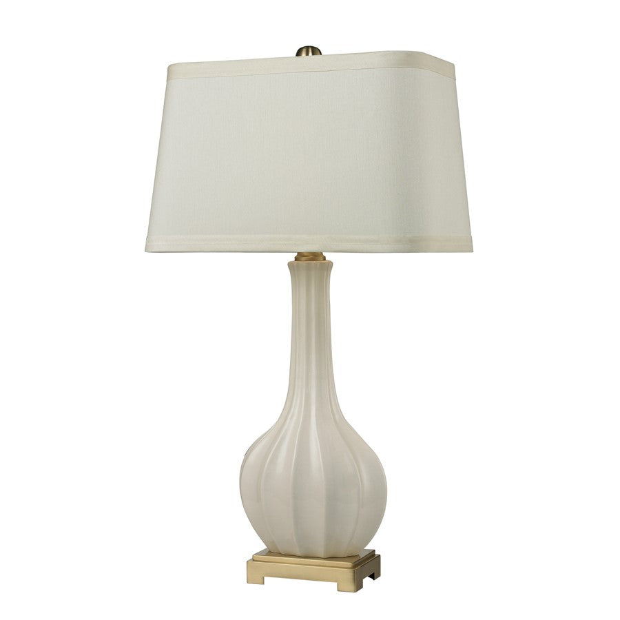 Atlas Lighting Fluted Ceramic 34'' High 1Lt Table Lamp, White/White