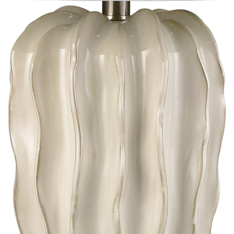 Atlas Lighting Genesee 27.5in 1-Light Table Lamp | Transitional White Glazed Earthenware and White Linen Shade | Living Room | Model PL11059-WH