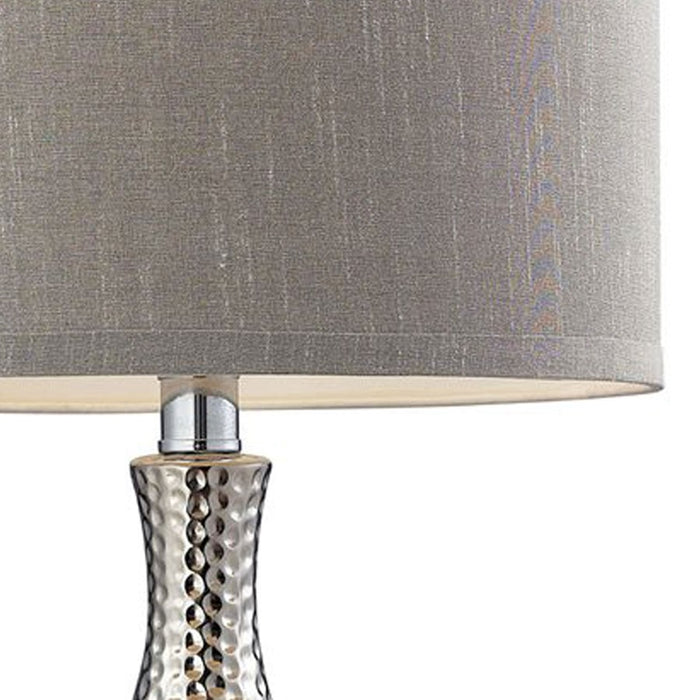 Atlas Lighting Hammered Chrome 21.5''H 1Lt Table Lamp, Chrome/Gray