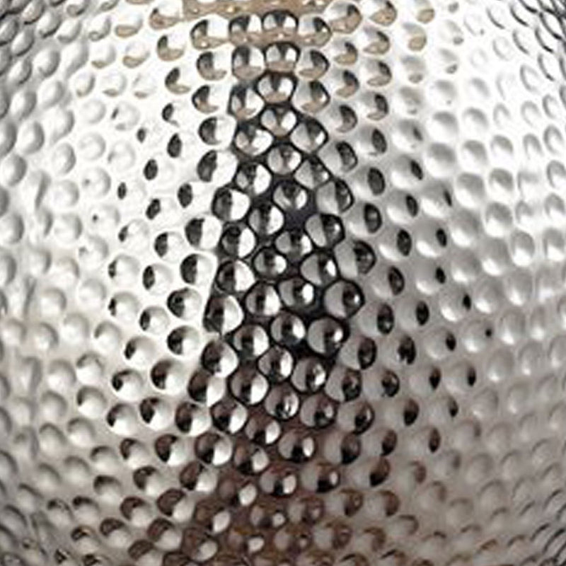 Atlas Lighting Hammered Chrome 12in 1-Light Table Lamp | Chrome Earthenware and Gray Fabric Shade | Living Room & Bedroom | Model PL11063-CH