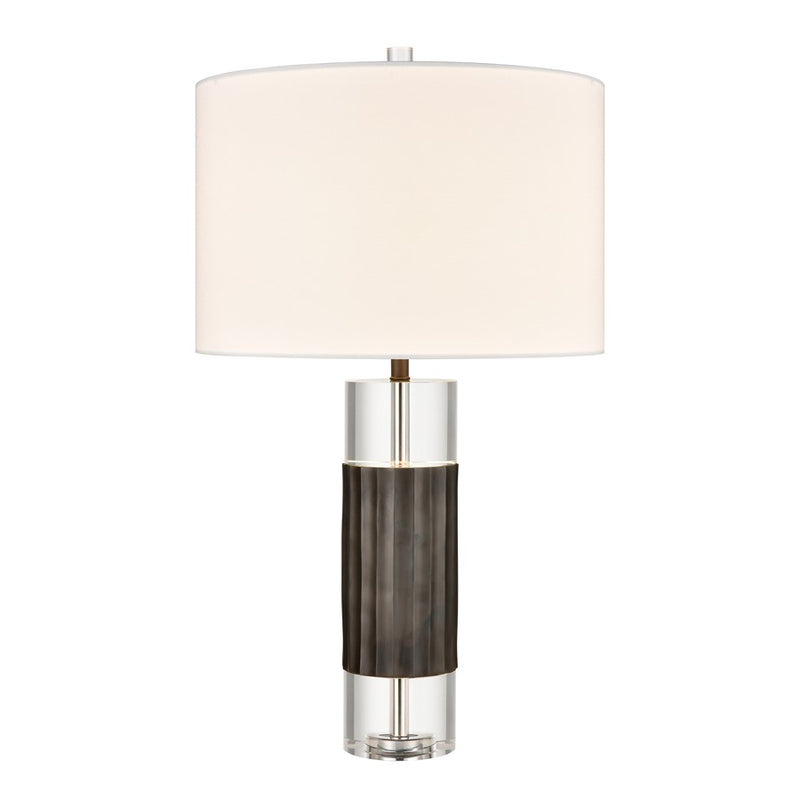Atlas Lighting Journey 17in 1-Light Table Lamp | Black Metal and Clear Crystal with White Linen Shade | Living Room & Bedroom | Model PL11071-BK