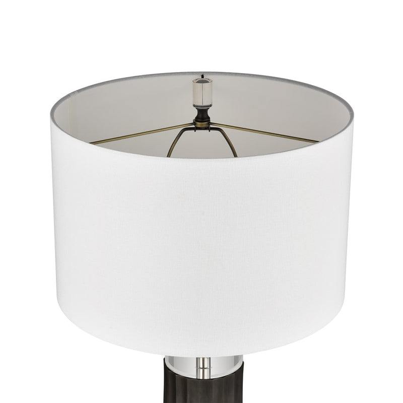 Atlas Lighting Journey 17in 1-Light Table Lamp | Black Metal and Clear Crystal with White Linen Shade | Living Room & Bedroom | Model PL11071-BK