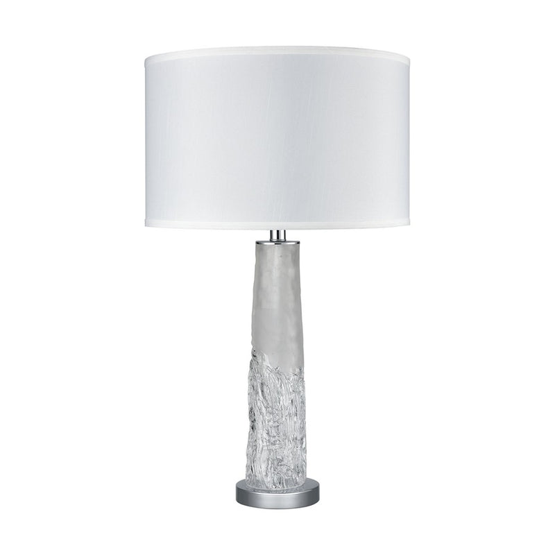 Atlas Lighting Juneau 30in 1-Light Table Lamp | Clear Art Glass and White Linen Shade | Living Room & Bedroom | 16 x 16 x 30 in | Model PL11072-CL