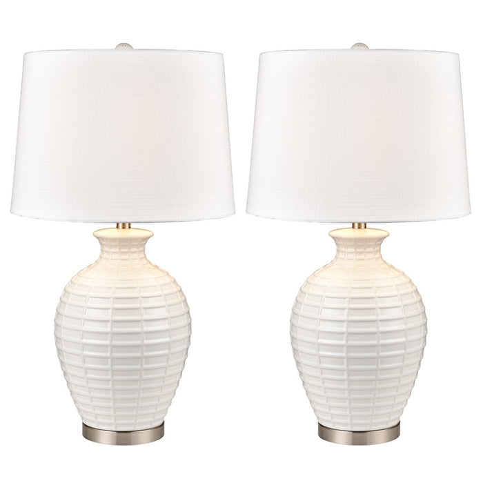 Atlas Lighting Junia 28''H 1Lt Table Lamp Set of 2, White/White