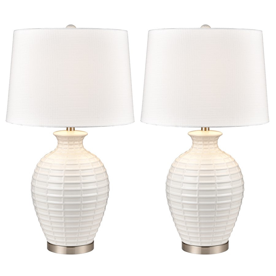 Atlas Lighting Junia 28''H 1Lt Table Lamp Set of 2, White/White