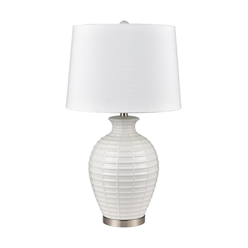 Atlas Lighting Junia 28in 1-Light Table Lamp Set of 2 | White Glazed Earthenware and Satin Nickel | Living Room & Bedroom | Model PL11073-WHS