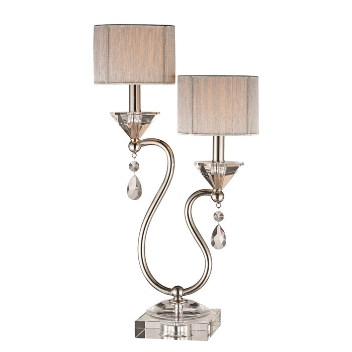 Atlas Lighting Krystal 23.5'' High 2Lt Table Lamp, Nickel/Off White