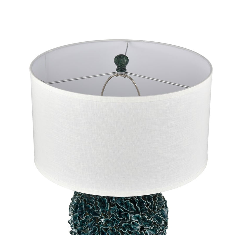 Atlas Larkin 27.5in 1-Light Table Lamp | Transitional Dark Green Glazed Earthenware and White Fabric Shade | Living Room & Bedroom | Model PL11078-GN