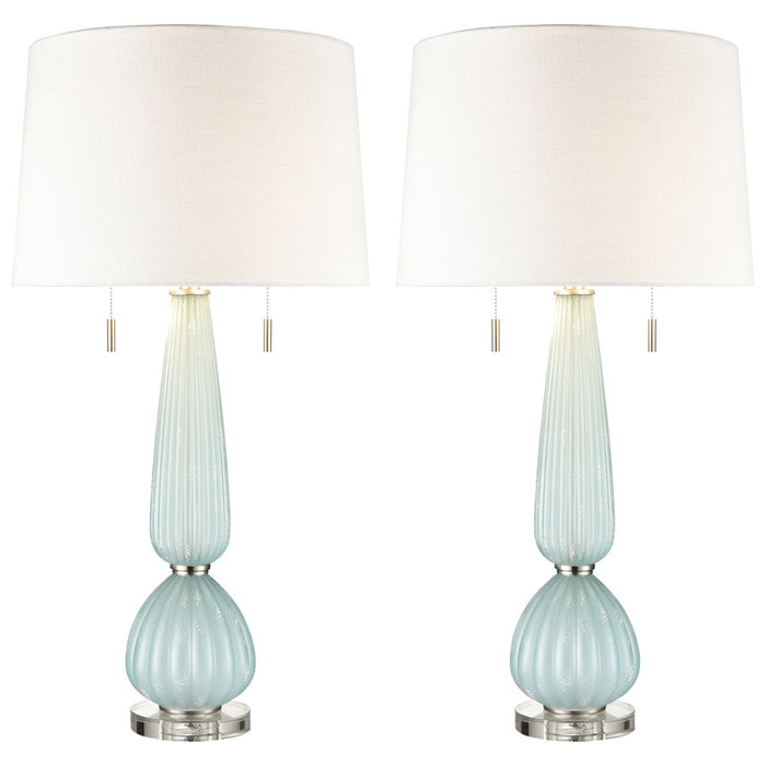 Atlas Lighting Mariani 34''H 2Lt Table Lamp Set of 2, Blue/Silver