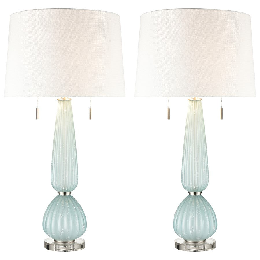 Atlas Lighting Mariani 34''H 2Lt Table Lamp Set of 2, Blue/Silver
