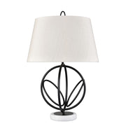 Atlas Lighting Morely 26in 1-Light Table Lamp | Transitional Matte Black and Brown Fabric Shade | Living Room & Bedroom | Model PL11084-BK