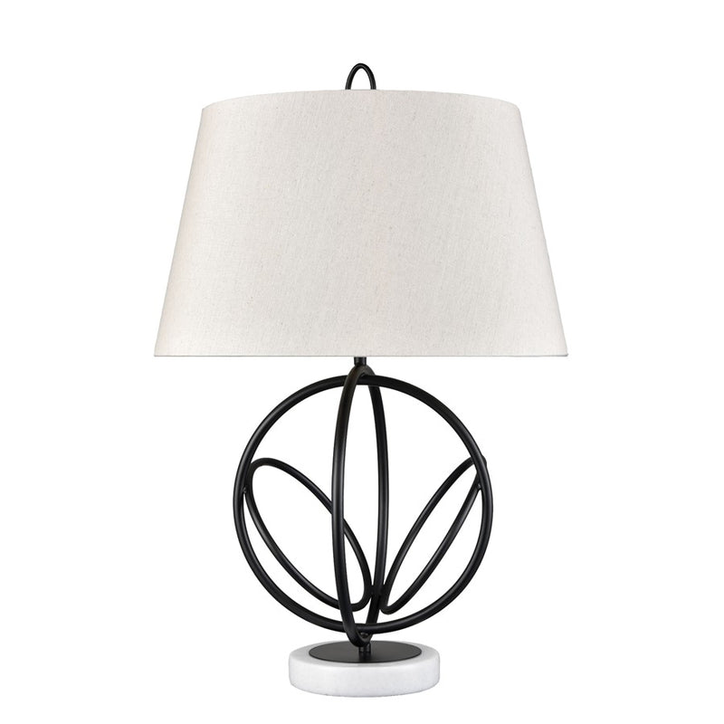 Atlas Lighting Morely 26in 1-Light Table Lamp | Transitional Matte Black and Brown Fabric Shade | Living Room & Bedroom | Model PL11084-BK