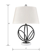 Atlas Lighting Morely 26in 1-Light Table Lamp | Transitional Matte Black and Brown Fabric Shade | Living Room & Bedroom | Model PL11084-BK