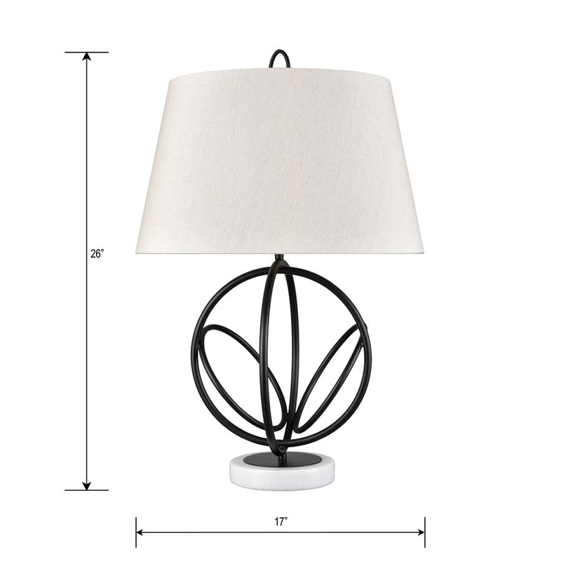 Atlas Lighting Morely 26in 1-Light Table Lamp | Transitional Matte Black and Brown Fabric Shade | Living Room & Bedroom | Model PL11084-BK