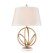 Atlas Lighting Morely 26in 1-Light Table Lamp | Transitional Gold and Brown Fabric Shade | Living Room & Bedroom | 17 x 17 x 26 in | Model PL11084-GD2