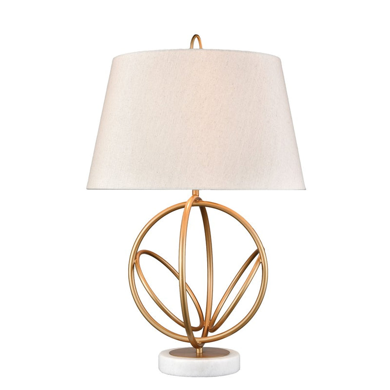 Atlas Lighting Morely 26in 1-Light Table Lamp | Transitional Gold and Brown Fabric Shade | Living Room & Bedroom | 17 x 17 x 26 in | Model PL11084-GD2