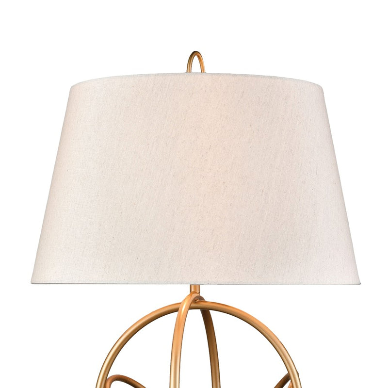 Atlas Lighting Morely 26in 1-Light Table Lamp | Transitional Gold and Brown Fabric Shade | Living Room & Bedroom | 17 x 17 x 26 in | Model PL11084-GD2