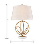 Atlas Lighting Morely 26in 1-Light Table Lamp | Transitional Gold and Brown Fabric Shade | Living Room & Bedroom | 17 x 17 x 26 in | Model PL11084-GD2