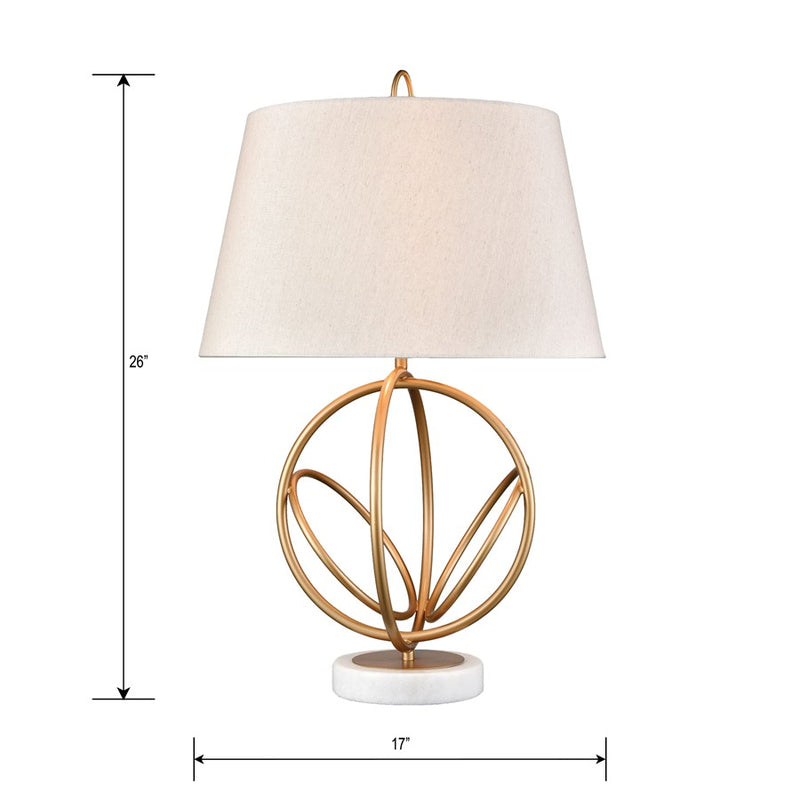 Atlas Lighting Morely 26in 1-Light Table Lamp | Transitional Gold and Brown Fabric Shade | Living Room & Bedroom | 17 x 17 x 26 in | Model PL11084-GD2
