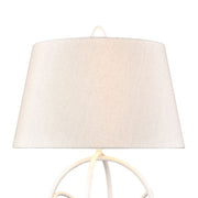 Atlas Lighting Morely 26in 1-Light Table Lamp | Transitional Matte White and Brown Fabric Shade | Living Room & Bedroom | Model PL11084-WH