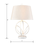 Atlas Lighting Morely 26in 1-Light Table Lamp | Transitional Matte White and Brown Fabric Shade | Living Room & Bedroom | Model PL11084-WH