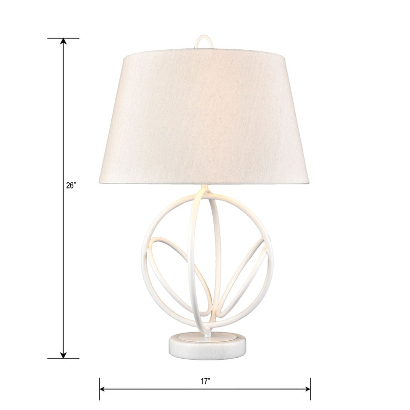 Atlas Lighting Morely 26in 1-Light Table Lamp | Transitional Matte White and Brown Fabric Shade | Living Room & Bedroom | Model PL11084-WH