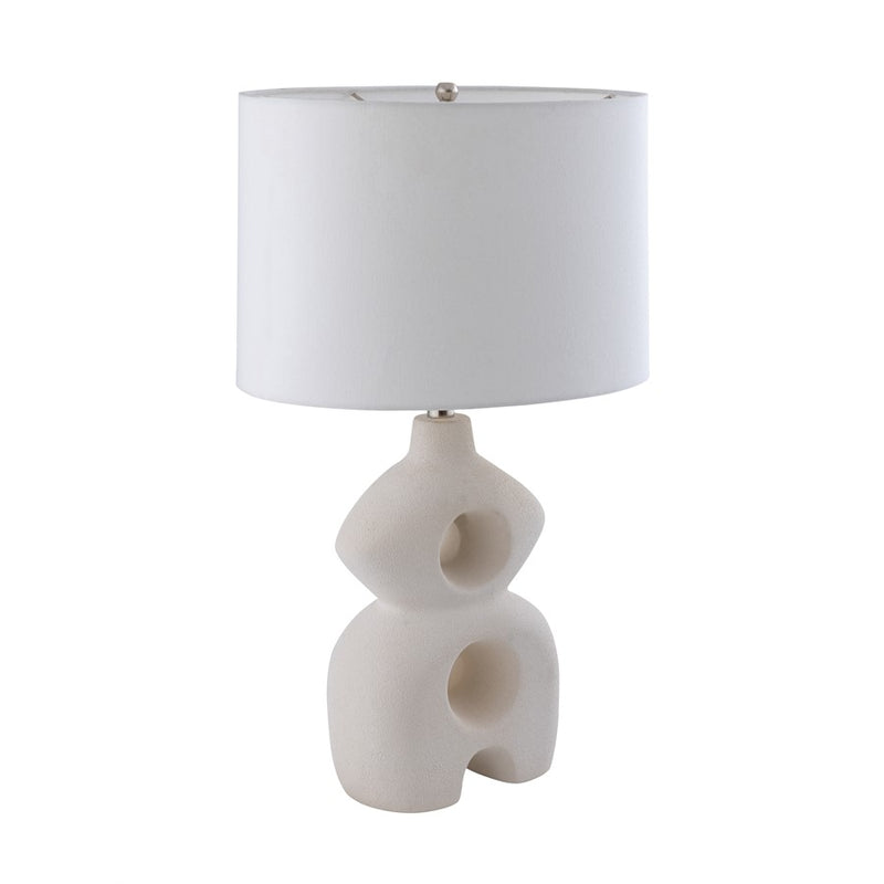 Atlas Lighting Neptune 26in 1-Light Table Lamp | Modern Dry White Earthenware and White Fabric Shade | Living Room & Bedroom | Model PL11086-WH