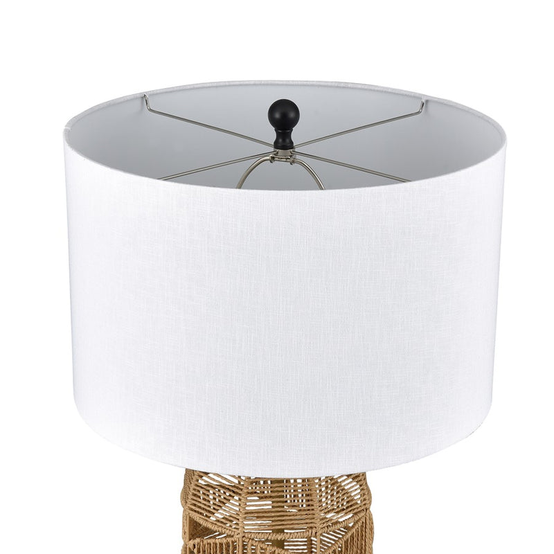 Atlas Lighting Peckham 30in 1-Light Table Lamp | Natural Woven Paper Rope and White Fabric Drum Shade | Living Room & Bedroom | Model PL11090-NA