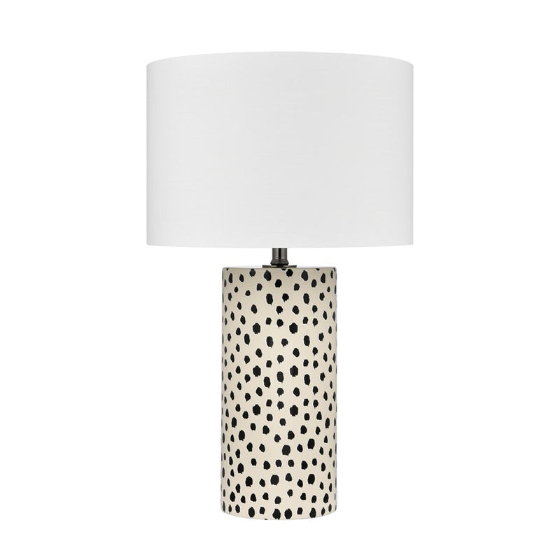 Atlas Lighting Signe 26in 1-Light Table Lamp | Cream Earthenware and White Fabric Shade | Living Room & Bedroom | 15 x 15 x 26 in | Model PL11104-CR