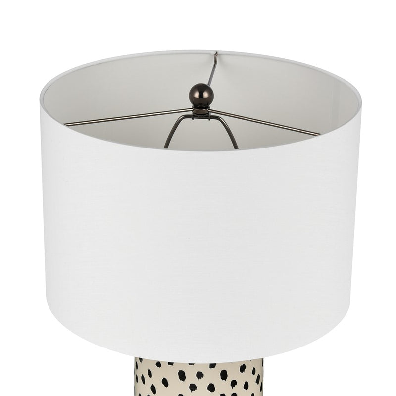 Atlas Lighting Signe 26in 1-Light Table Lamp | Cream Earthenware and White Fabric Shade | Living Room & Bedroom | 15 x 15 x 26 in | Model PL11104-CR