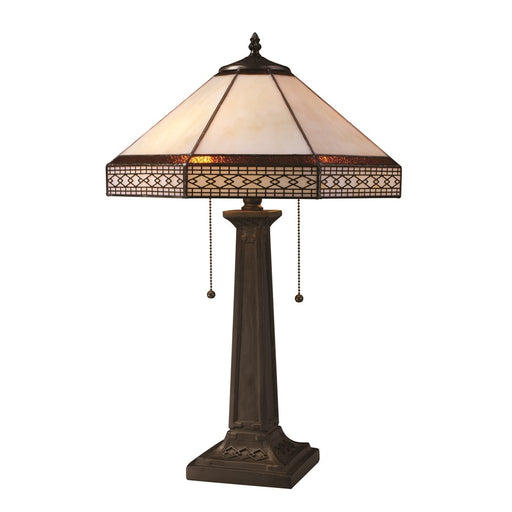 Atlas Lighting Stone Filigree 24''H 2Lt Table Lamp, Bronze/Multi