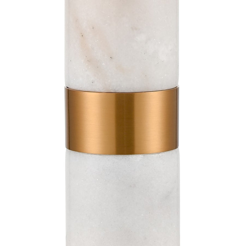 Atlas Lighting Sureshot 15in 1-Light Table Lamp | White Marble and Aged Brass Metal Shade | Living Room & Bedroom | 9 x 9 x 15 in | Model PL11106-WH