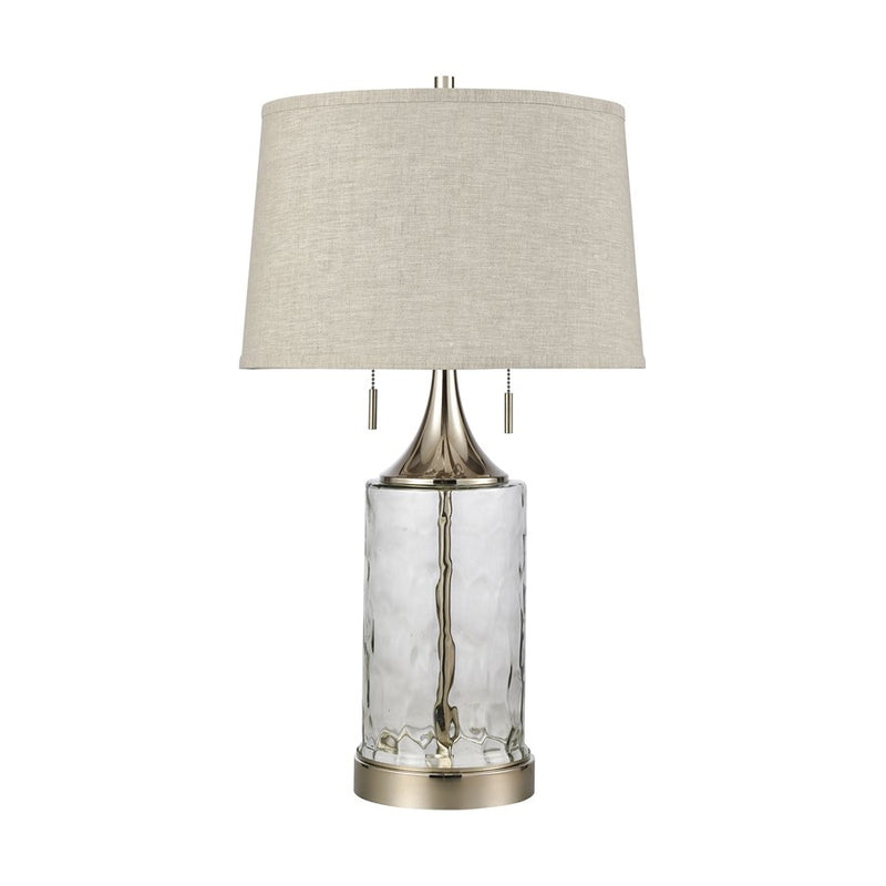 Atlas Lighting Tribeca 27in 2-Light Table Lamp | Clear Water Glass and Polished Nickel | Living Room & Bedroom | Model PL11110-CL
