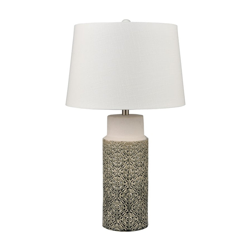 Atlas Lighting Tula 30in 1-Light Table Lamp Set of 2 | Gray Glazed Earthenware and Off White Linen | Living Room & Bedroom | Model PL11111-GYS