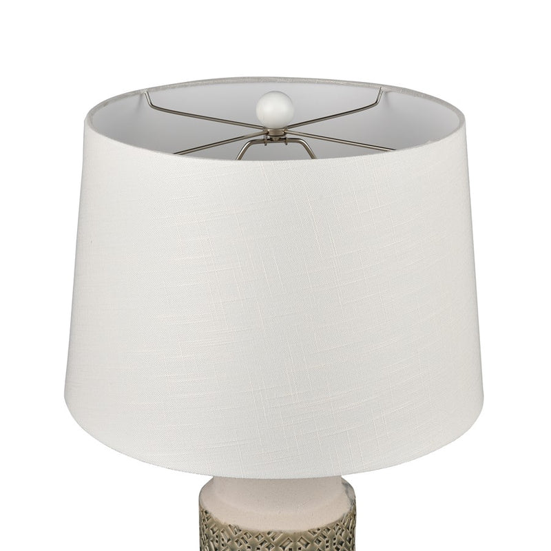 Atlas Lighting Tula 30in 1-Light Table Lamp Set of 2 | Gray Glazed Earthenware and Off White Linen | Living Room & Bedroom | Model PL11111-GYS