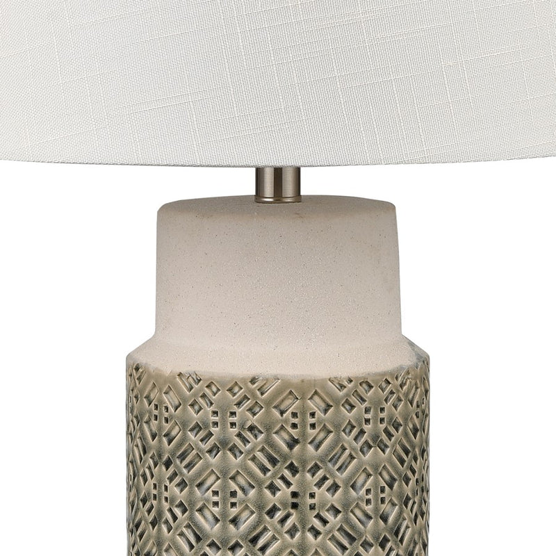 Atlas Lighting Tula 30in 1-Light Table Lamp Set of 2 | Gray Glazed Earthenware and Off White Linen | Living Room & Bedroom | Model PL11111-GYS