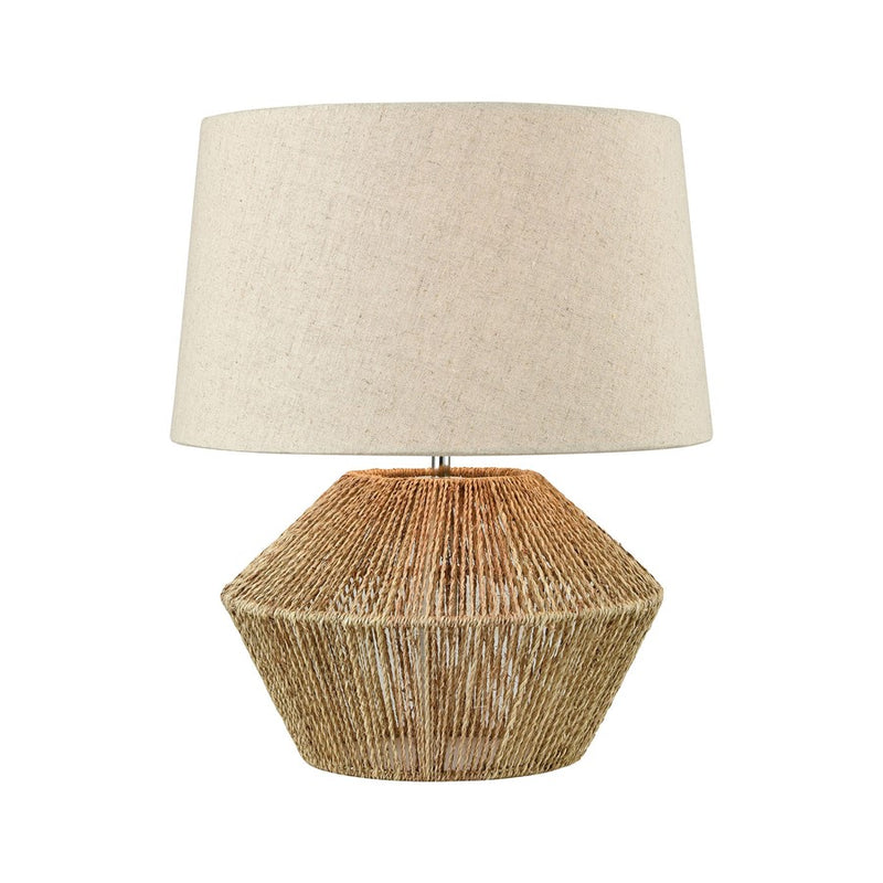 Atlas Lighting Vavda 19.5in 1-Light Table Lamp | Natural Rope and Off White Fabric | Living Room & Bedroom | 14 x 14 x 19.5 in | Model PL11112-NA