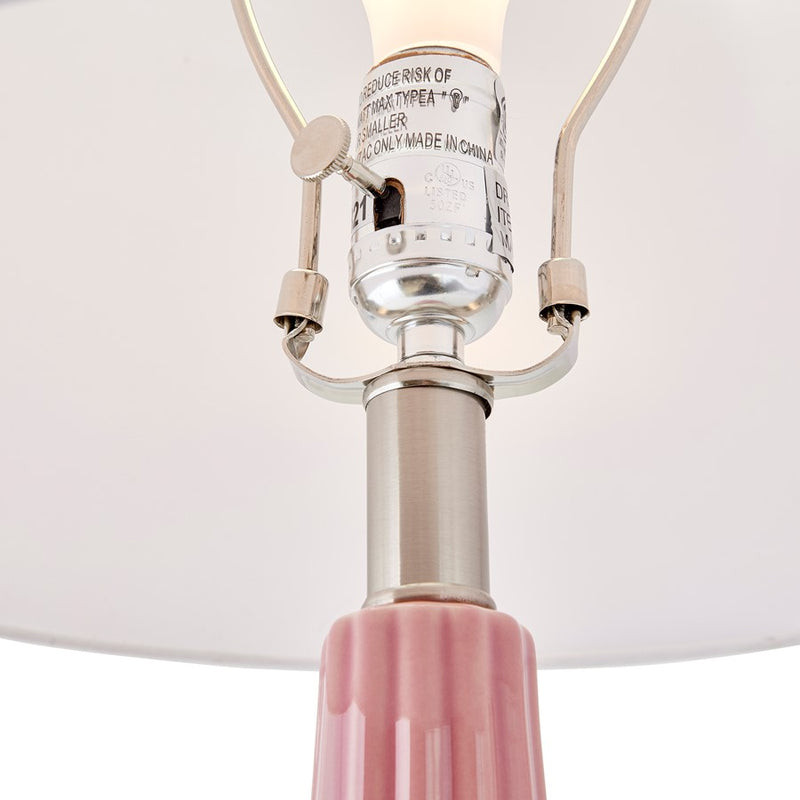 Atlas Lighting Abbey Lane 30'' High 1Lt Table Lamp, Pink/White