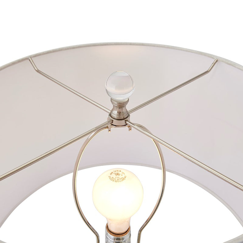 Atlas Lighting Abbey Lane 30in 1-Light Table Lamp | Traditional Pink Earthenware and White Linen Shade | Living Room & Bedroom | Model PL11121-PK