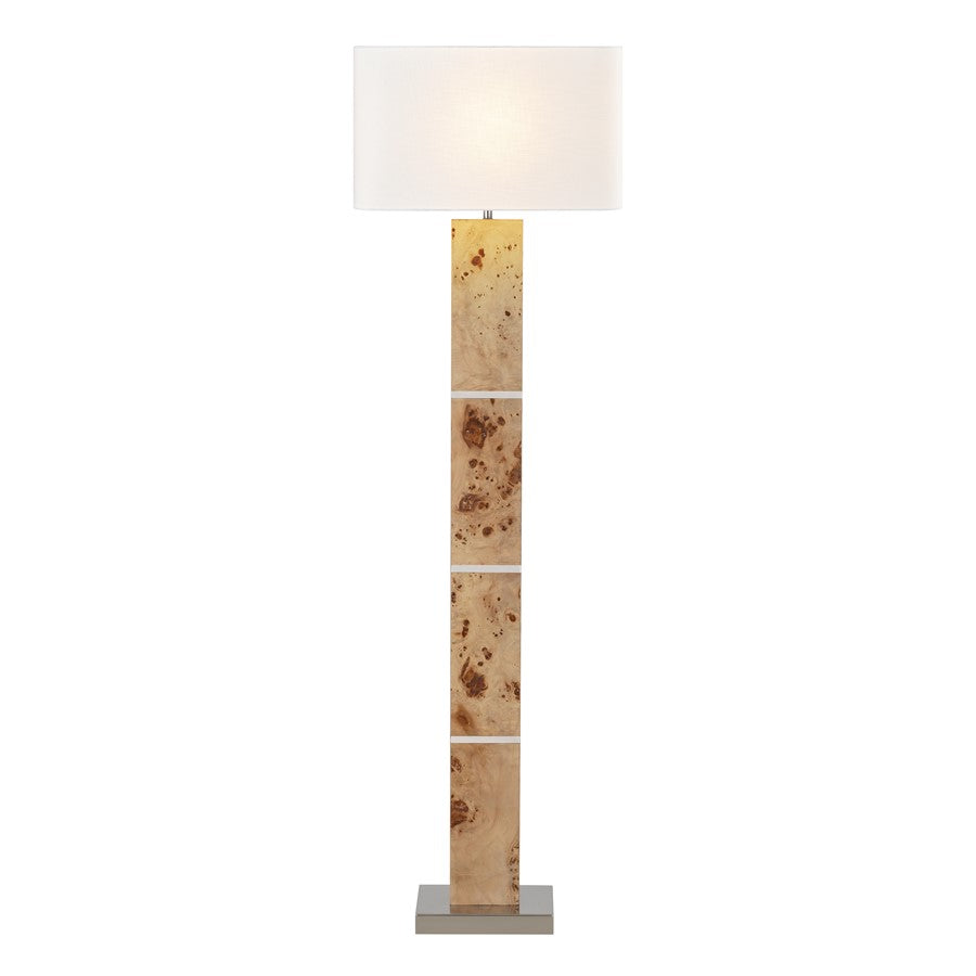 Atlas Lighting Cahill 63'' High 1Lt Floor Lamp, Natural Burl/White