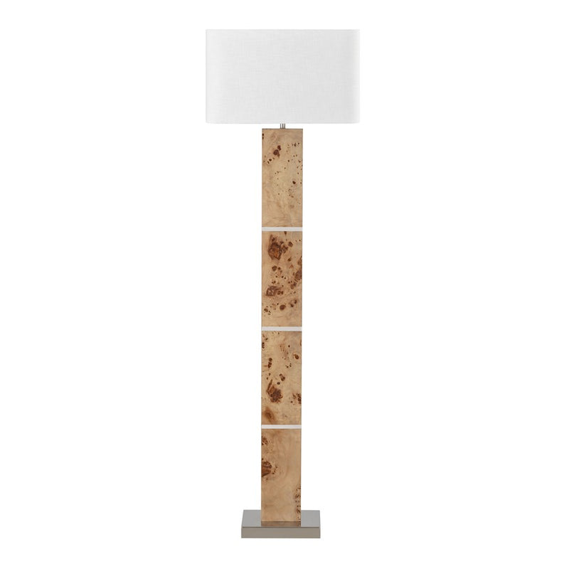 Atlas Lighting Cahill 63'' High 1Lt Floor Lamp, Natural Burl/White