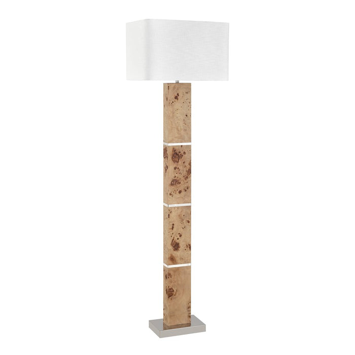 Atlas Lighting Cahill 63'' High 1Lt Floor Lamp, Natural Burl/White