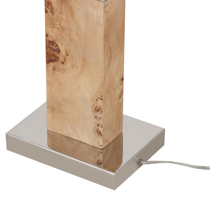 Atlas Lighting Cahill 63'' High 1Lt Floor Lamp, Natural Burl/White